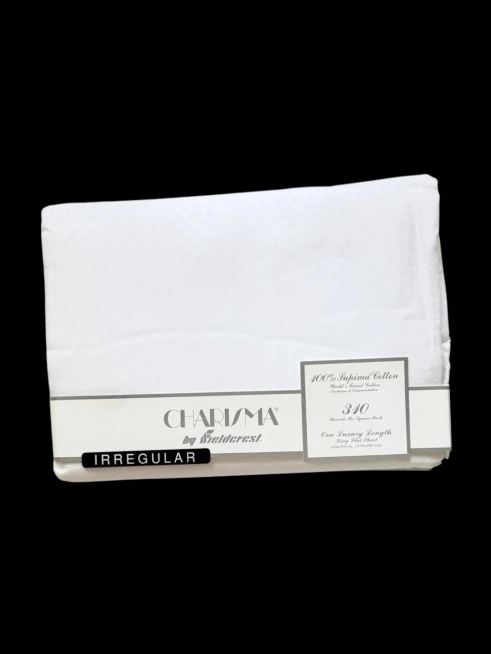 Charisma by Fieldcrest White Classic Dot 310 Thread Count Cotton King Flat Sheet